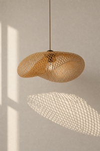 Abat-jour suspension Sora Halo en bambou naturel au style vintage