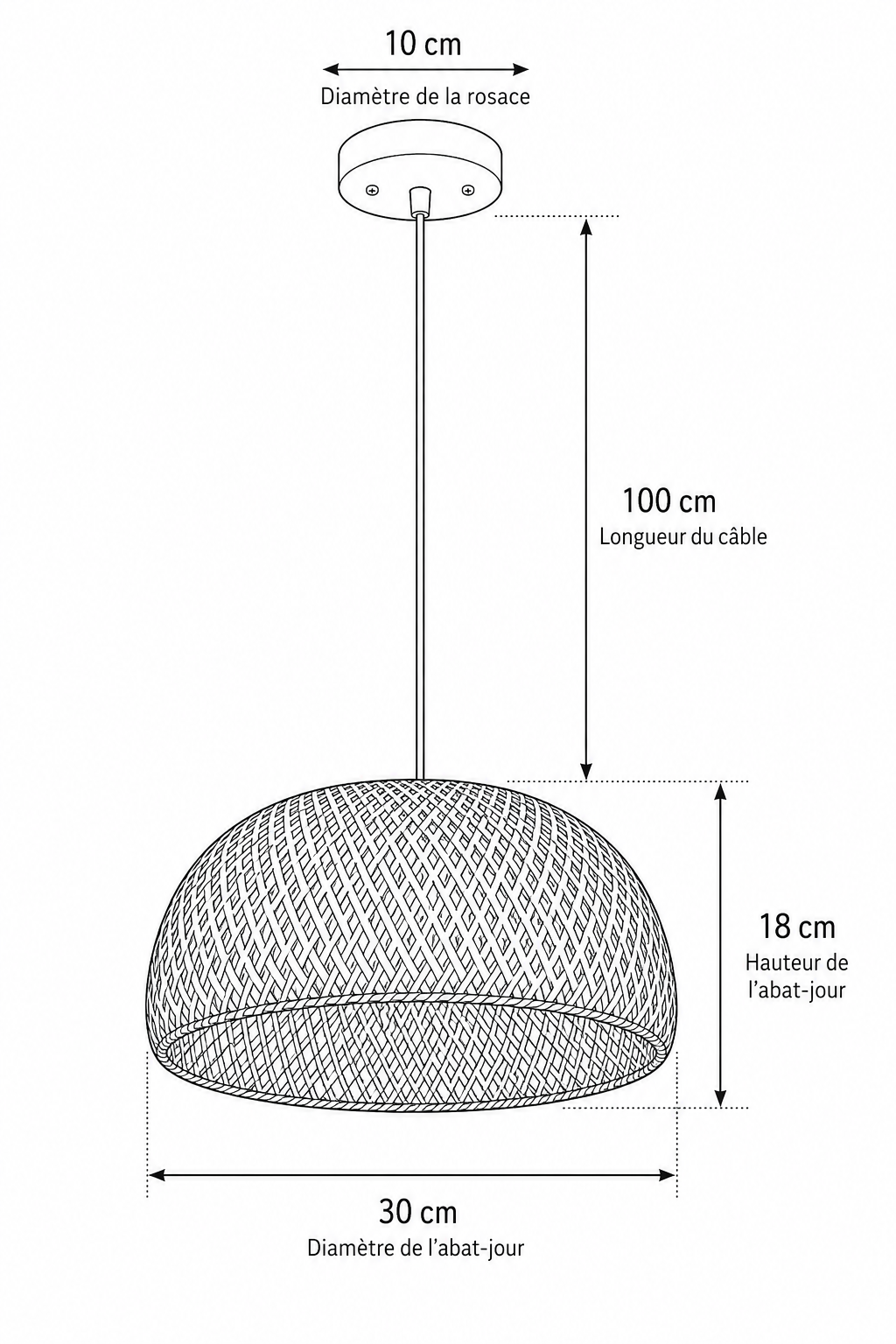 Abat-Jour Suspension en Rotin Design – Alba Aube