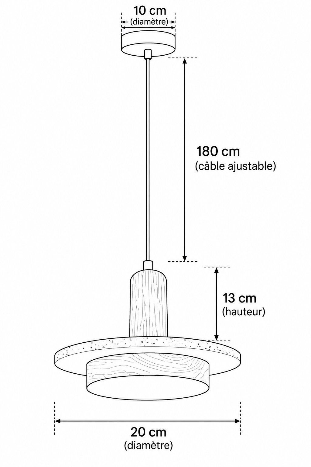 Abat-Jour Suspension en Travertin Wabi-Sabi – Yuna Lune