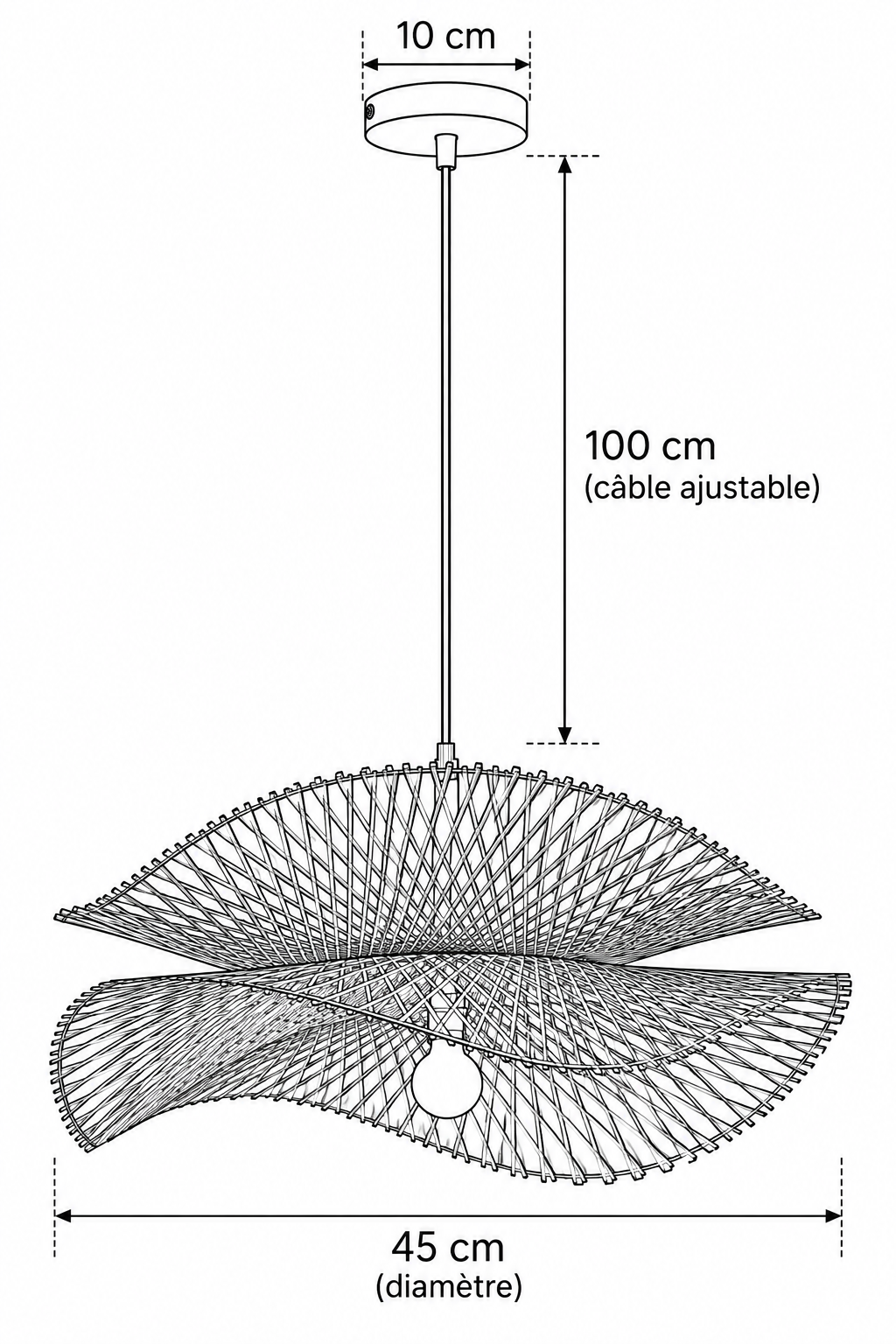 Abat-Jour Suspension en Rotin Design – Eira Lune