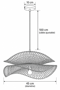 Abat-Jour Suspension en Rotin Design – Eira Lune