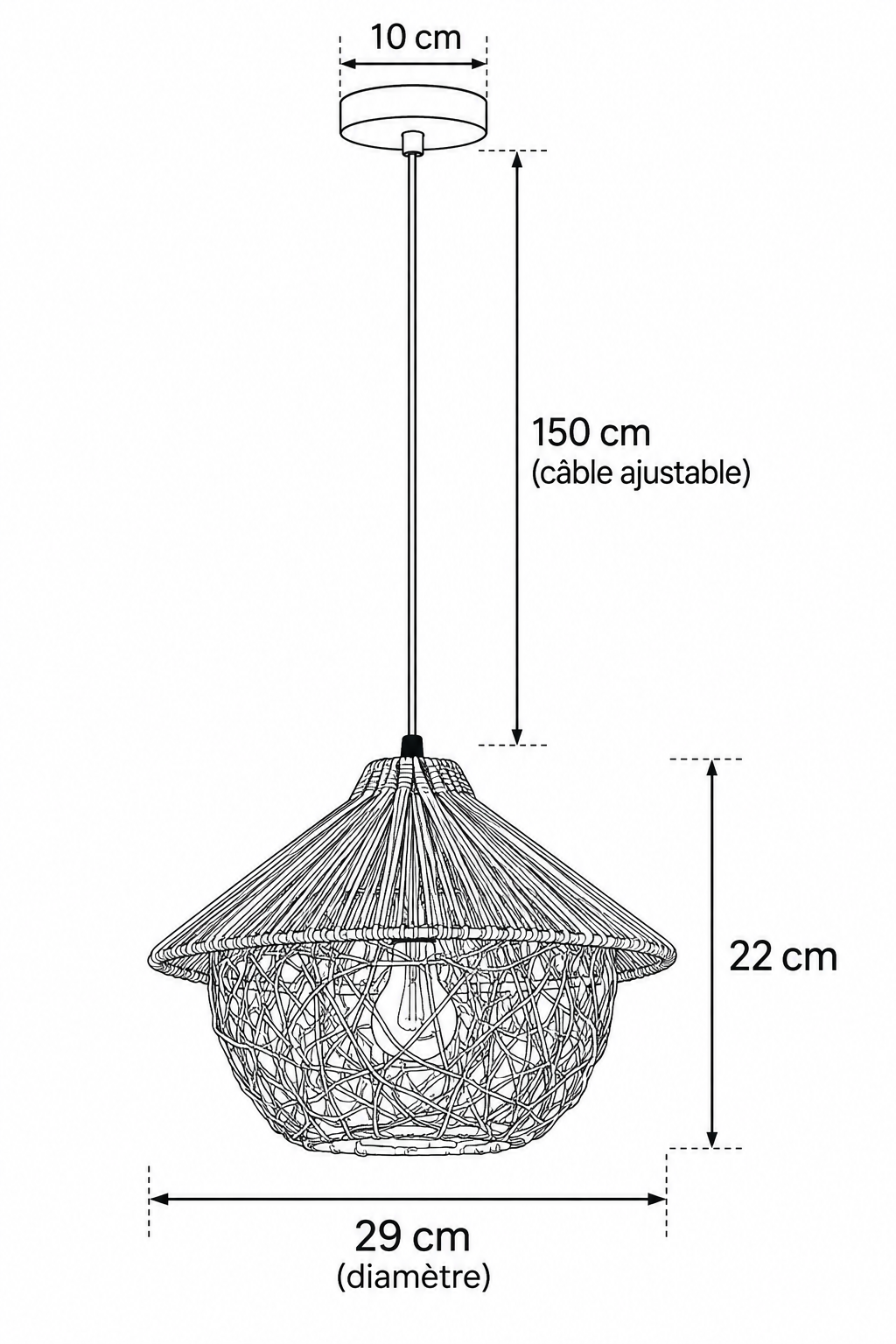 Abat-Jour Suspension en Rotin Design – Neria Éclat