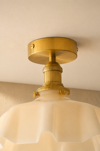 Abat-Jour Suspension en Verre Floral Blanc – Olia Éclat