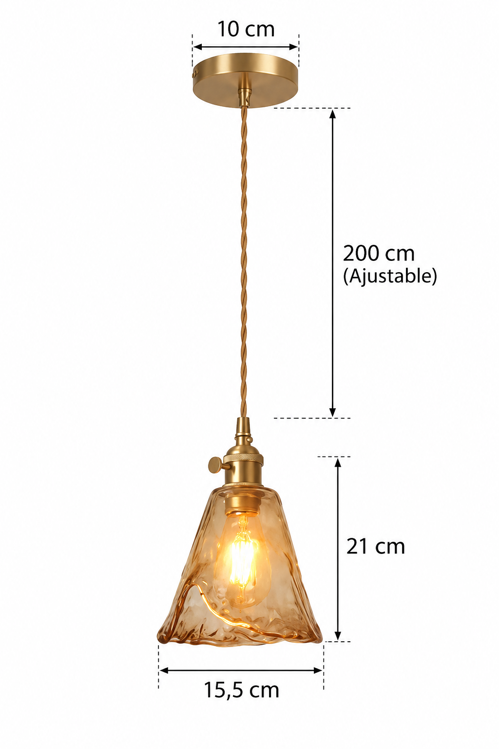 Abat-Jour Suspension en Verre Vintage Doré – Oria Aube