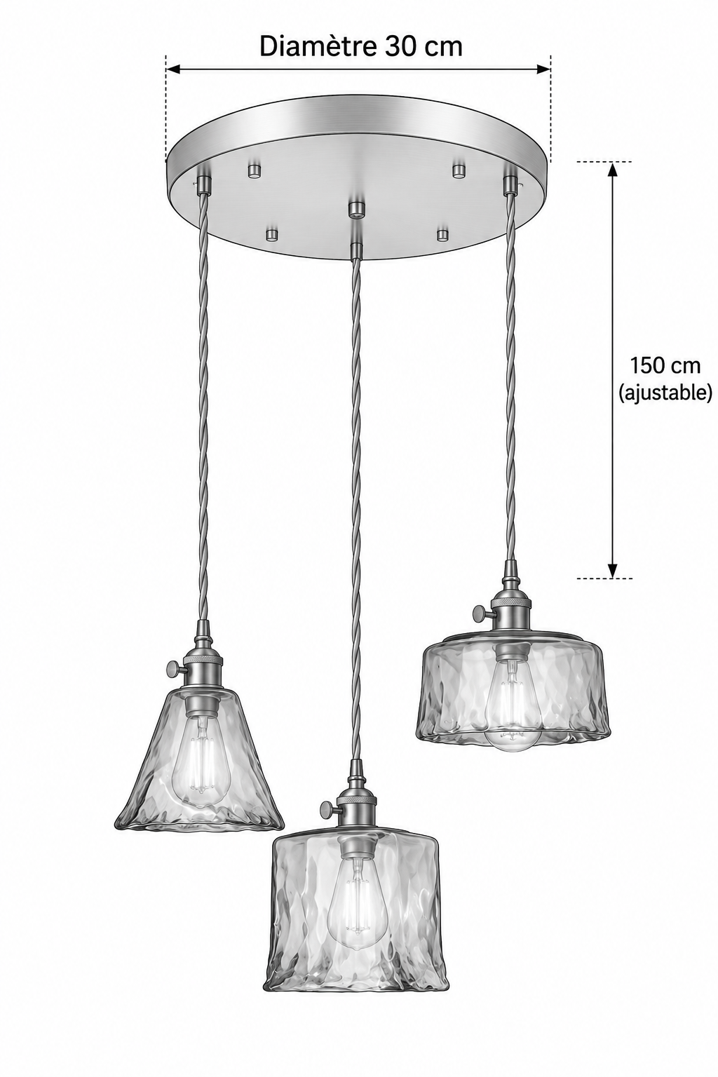 Abat-Jour Suspension en Verre Vintage Doré – Oria Rive