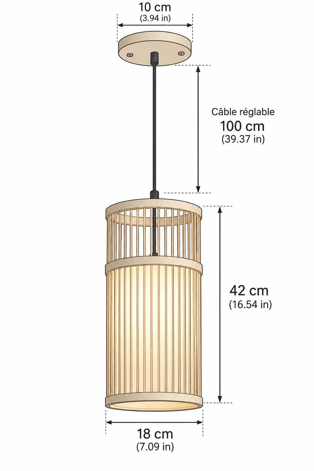 Abat-Jour Suspension en Rotin Design – Alba Lune