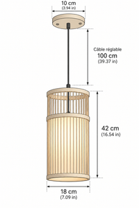 Abat-Jour Suspension en Rotin Design – Alba Lune