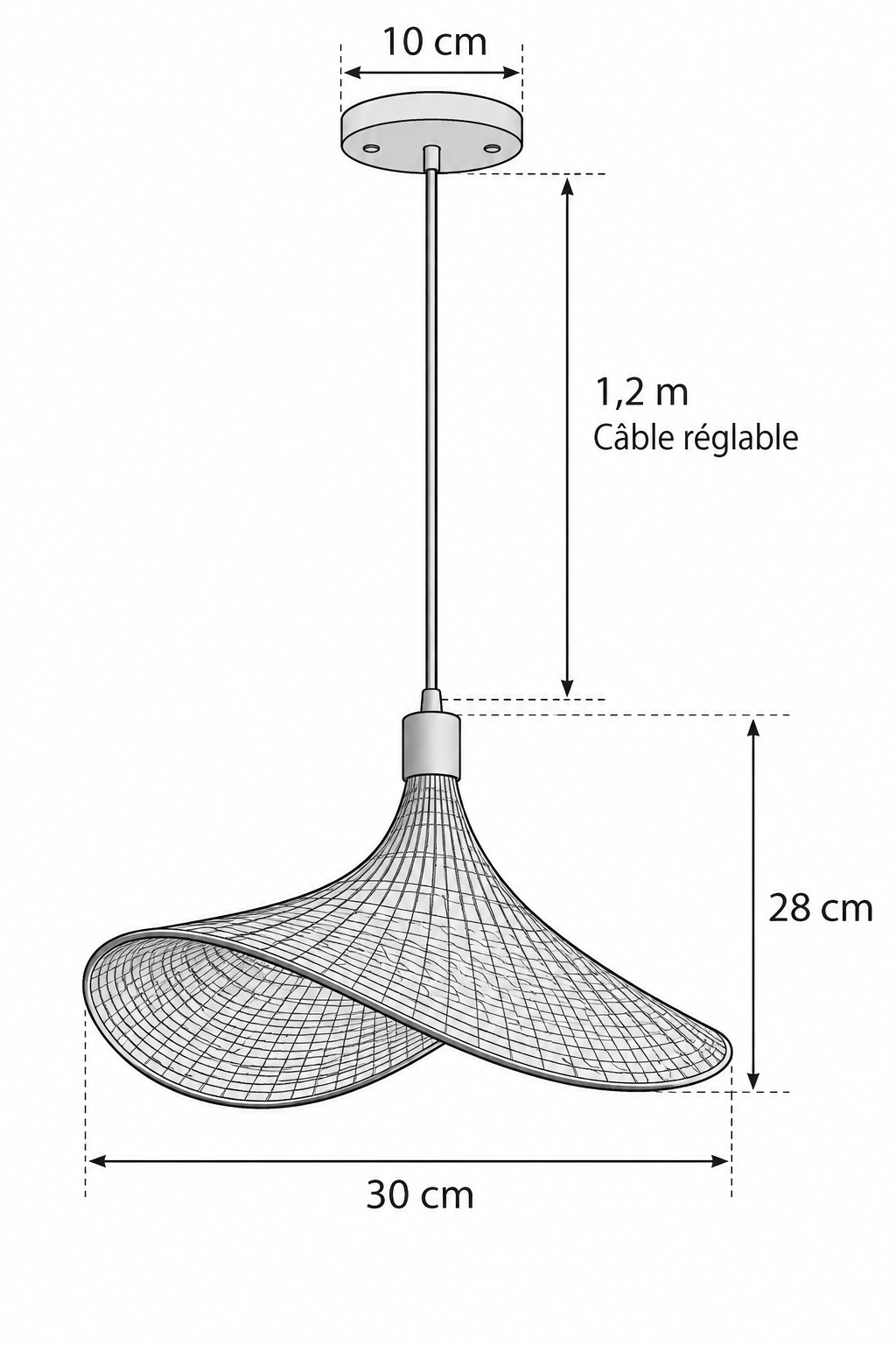 Abat-Jour Suspension en Rotin Design – Alba Sable
