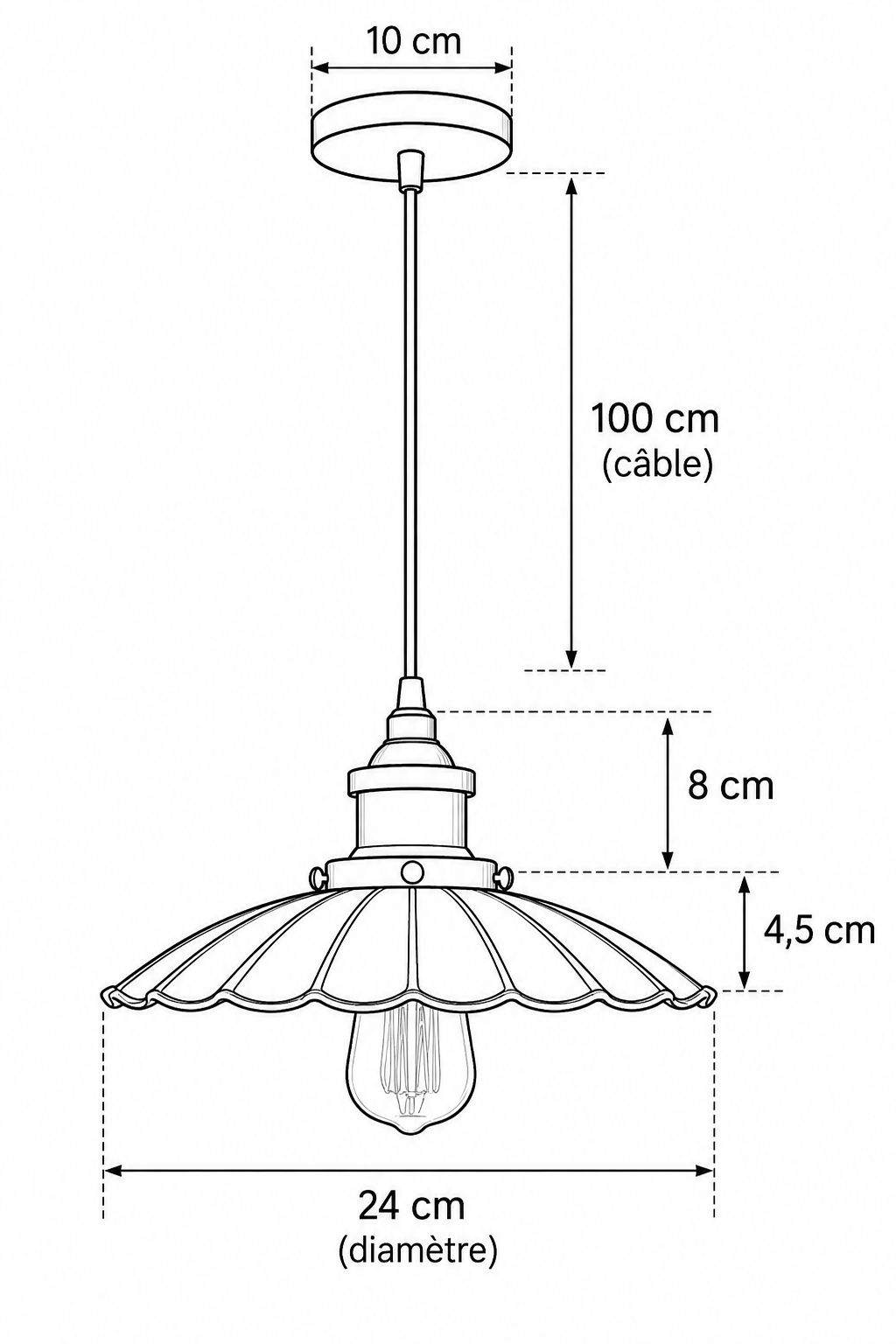 Abat-Jour Suspension en Métal Vintage – Siena Nacre