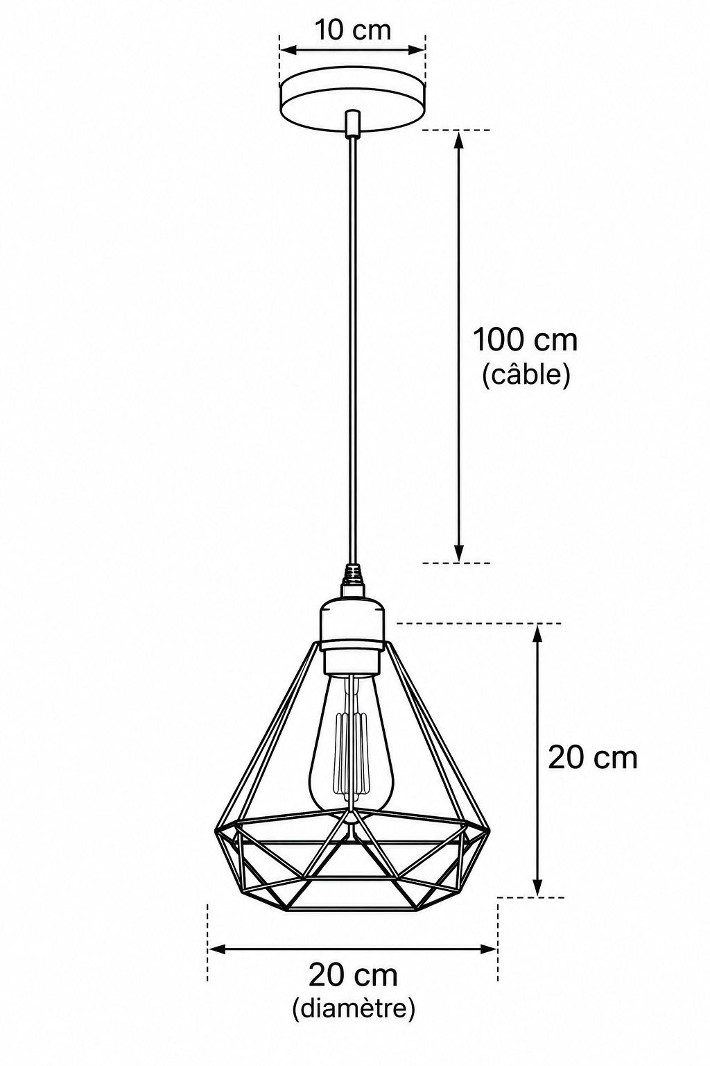 Abat-Jour Suspension en Métal Vintage – Luma Valmie