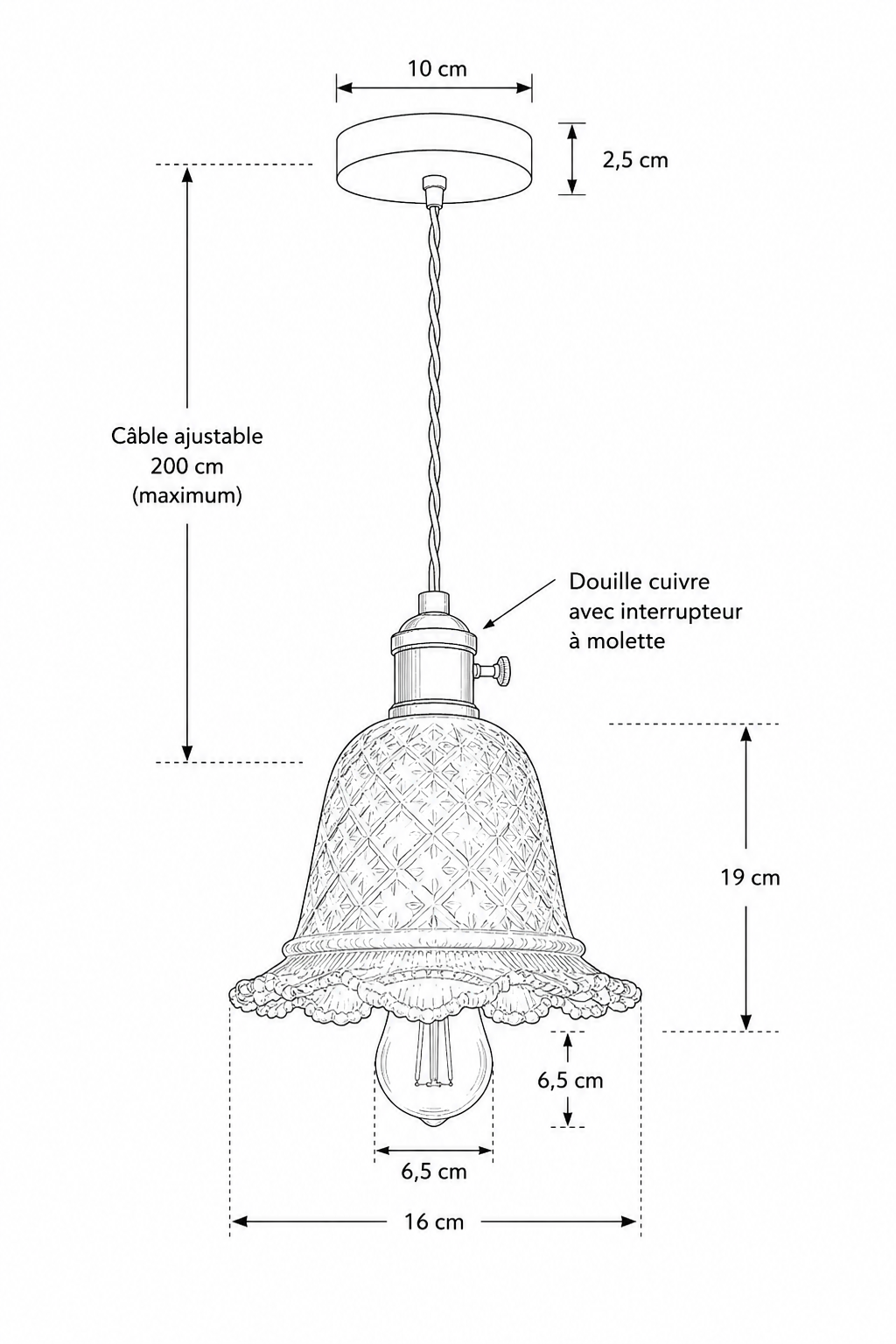 Abat-Jour Suspension Design Nordique – Elio Lune