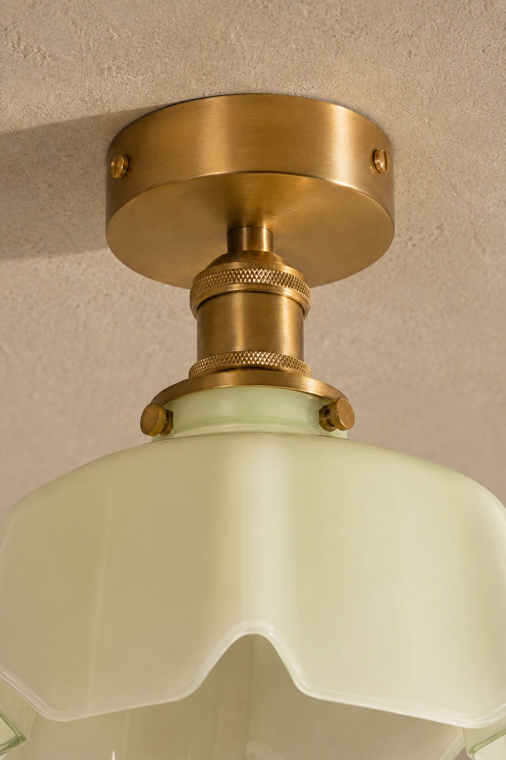 Abat-Jour Suspension en Verre Floral Beige – Celia Terra