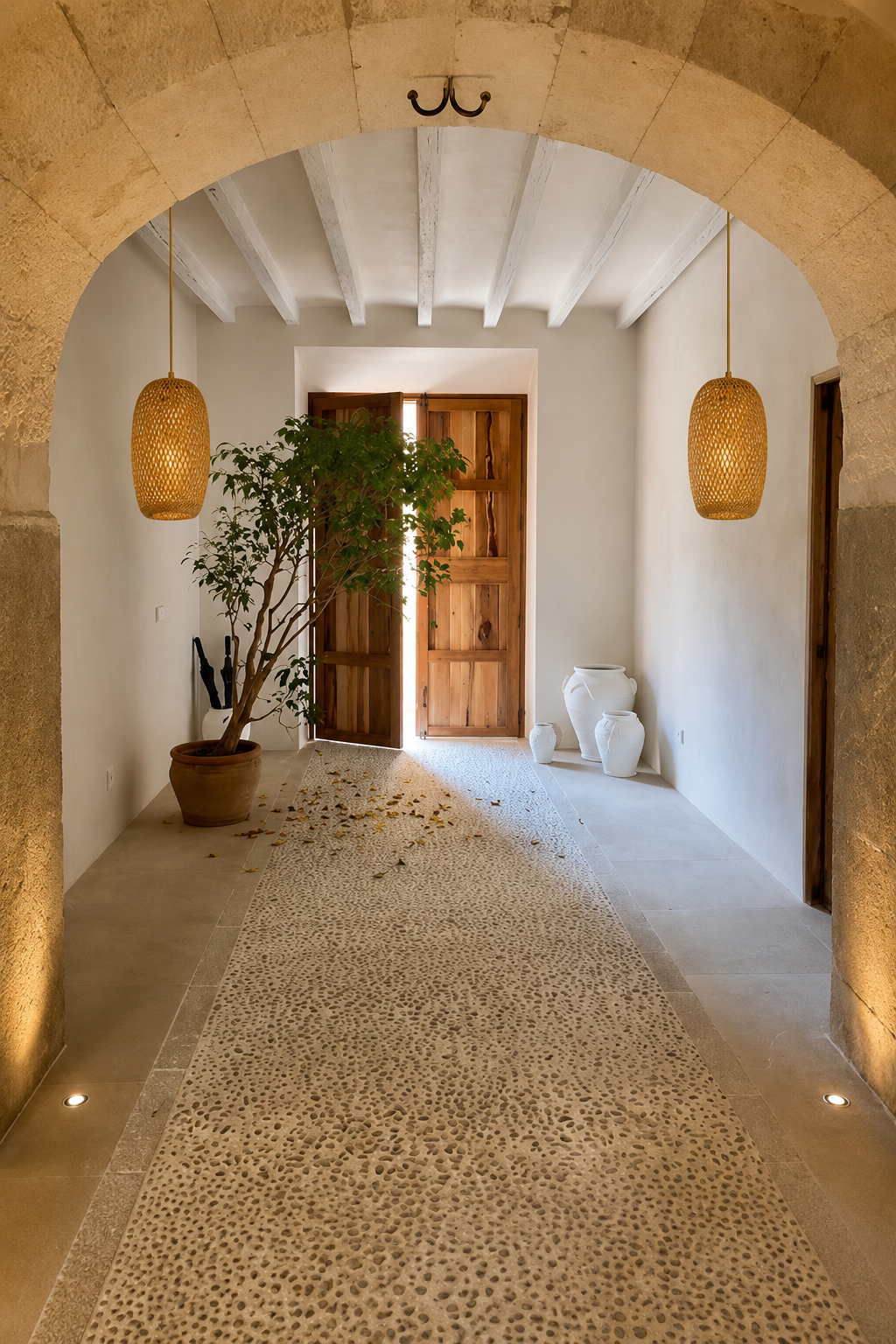 Abat-Jour Suspension en Rotin Design – Alba Nacre