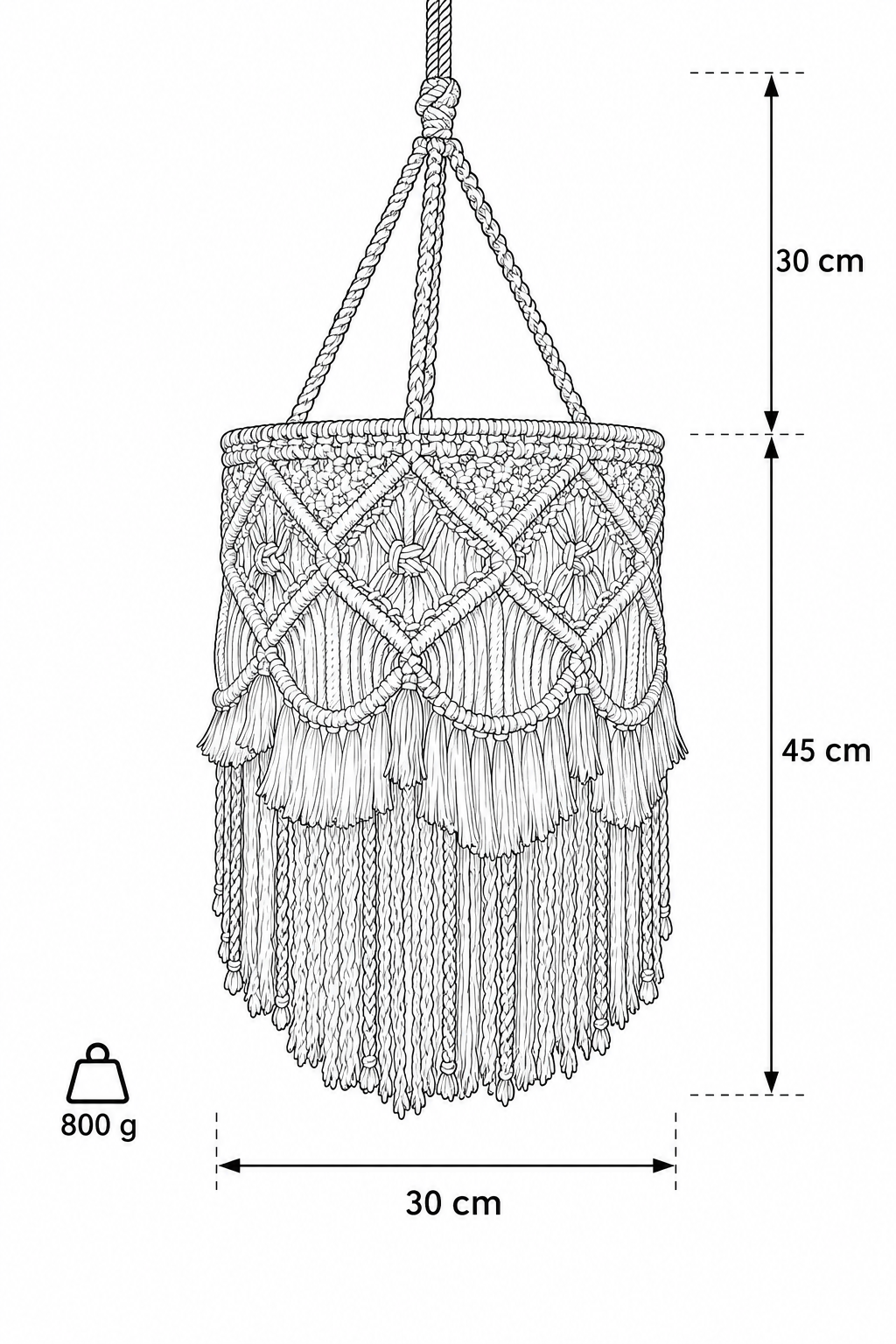 Abat-Jour Suspension en Macramé Bohème – Noma Terra