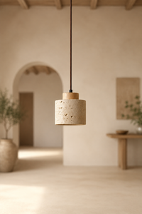 Abat-Jour Suspension en Travertin Wabi-Sabi – Yuna Halo