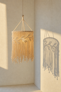 Abat-Jour Suspension en Macramé Bohème – Orla Sable