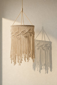 Abat-Jour Suspension en Macramé Bohème – Orla Sable