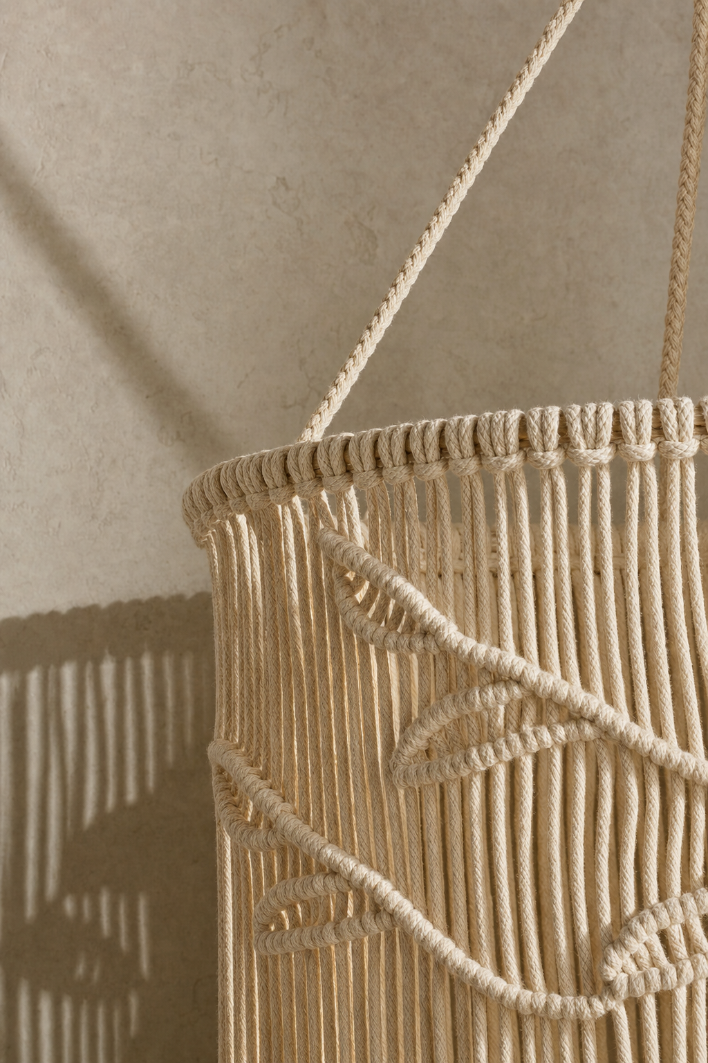 Abat-Jour Suspension en Macramé Bohème – Orla Sable