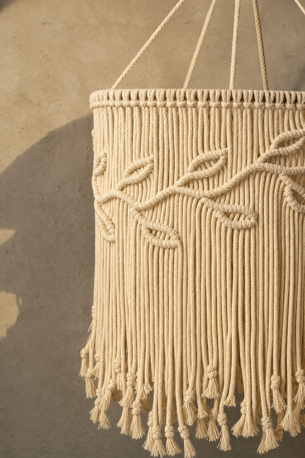 Abat-Jour Suspension en Macramé Bohème – Orla Sable